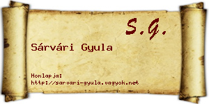 Sárvári Gyula névjegykártya