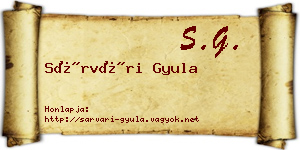 Sárvári Gyula névjegykártya